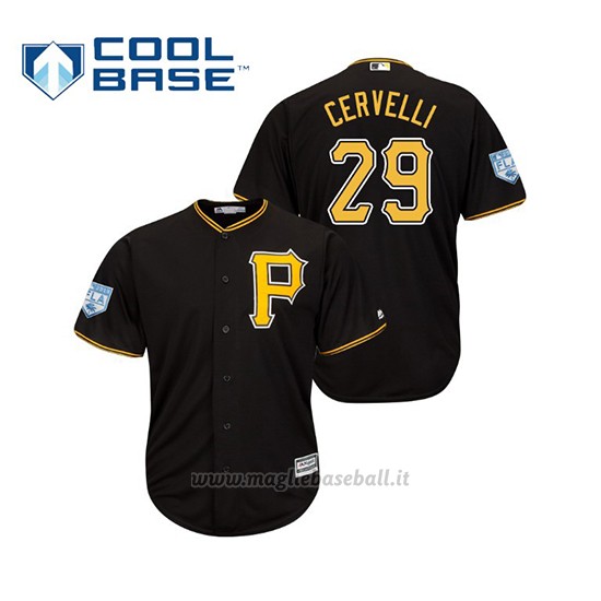 Maglia Baseball Uomo Pittsburgh Pirates Francisco Cervelli Cool Base Entrenamiento De Primavera 2019 Nero